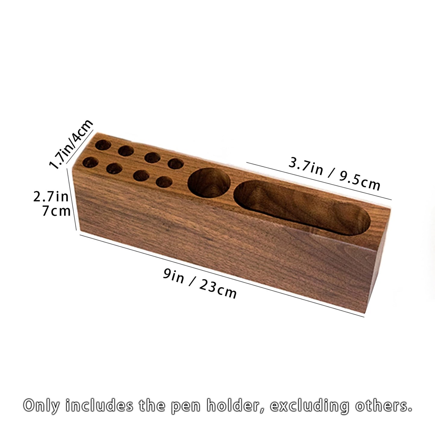 LiTY Pen Holder for Desk, Acacia Wooden Pencil Stand, Solid Wood Business Card Holder, Fountain Pen Organizer, Minimalist Aesthetic Office Stationery Desk Decor