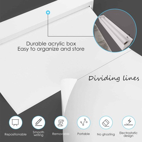 ZHIDIAN 2 Roll Static Cling Dry Erase Sheets, Removable Reusable Whiteboard Poster Paper for Wall, Portable White Board Dry Erase Wallpaper 16.5x23-30 Sheets
