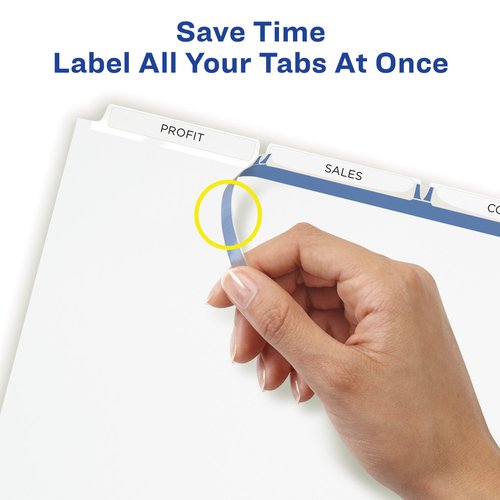 Avery 3-Tab Dividers for 3 Ring Binder, Easy Print & Apply Clear Label Strip, Index Maker Customizable White Tabs, 25 Sets (11445)