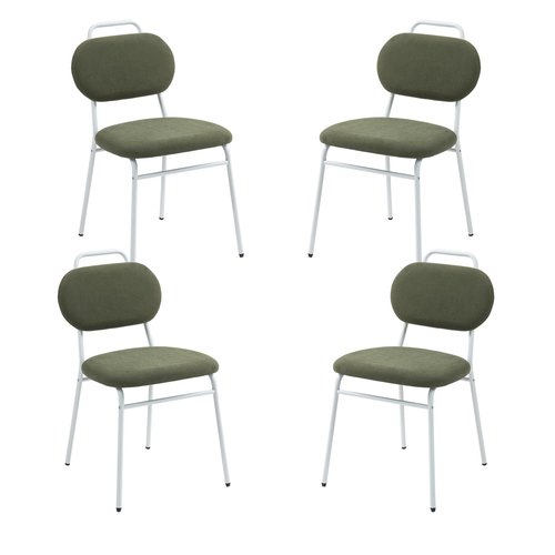 Sidanli Waiting Room Chairs, Armless Chairs Set of 4 with Thick Padded and Back Support for Office Conference School, Green