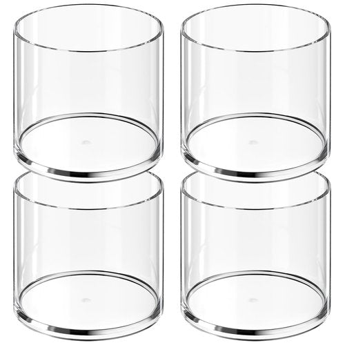 MaxGear Round Pen Holder 4 Pack Acrylic Cylinder Container, Pencil Holder for Desk Pen Cups for Utensil Makeup Brush, Clear Stationery Organizer for School Home Supplies Office Desk Accessories