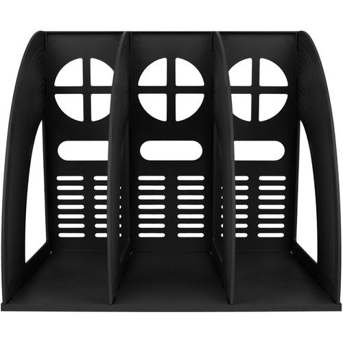 SAYEEC 2Pcs Magazine Holder Plastic File Sorter Binder Holder for Desk Folder Organizer Stand Book Shelf Dividers Vertical Filling Storage Rack Desktop Bookshelf Display Box for Office School (Black)