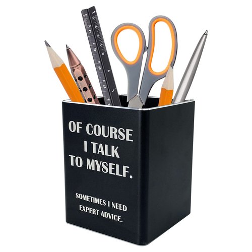 Vowcarol Engineer Gift Funny Pen Pencil Holder Metal Pen Cup Desk Decor- Black
