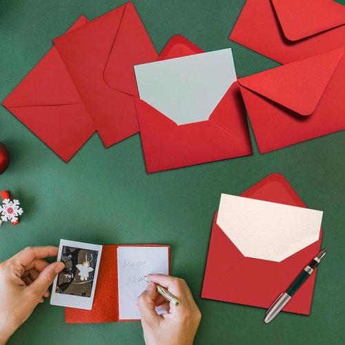 Regine Switzerland A7 Red Envelopes - 50 Pack V Flap 5x7 Invitations for Graduation, Baby Shower, Wedding