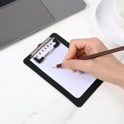24 Pack Mini Clipboards 4 x 6 Inch Small Pocket Plastic Memo Clipboards with Profile Clip for Small Notepads Receipts Tickets (Black)