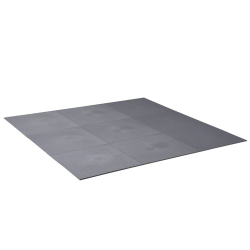 RESILIA - Premium Modular Desk Chair Mat for Carpet and Hard Flooring, Heavy-Duty, PVC Vinyl Office Floor Protectors, 57-Inches x 57-Inches, Set of 9 Tiles with Beveled Edges, Grey, Made in The USA