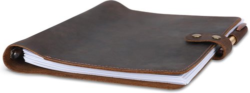 Premium Leather 3-Ring Binder Portfolio - 8.5x11 Inch Organizer Folder for Men & Women (Brown)