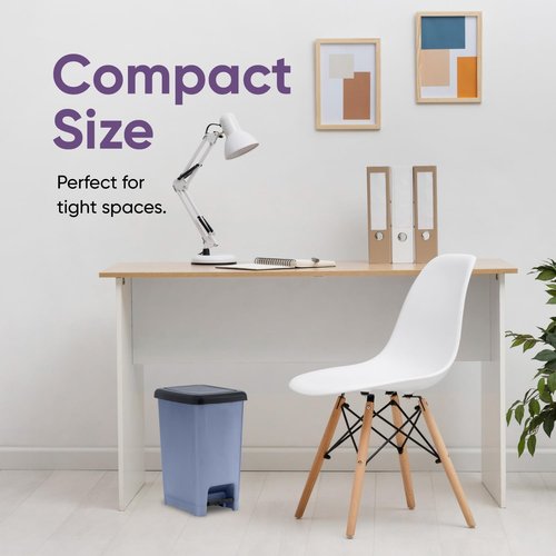 Superio Slim Trash Can with Foot Pedal – 2.5 Gallon Step-On Trash Can with Lid, Small Plastic Mini Garbage Can, for Bathroom, Kitchen, Office, Under Desk, Bedroom, Dorm – Grey/Black (2)
