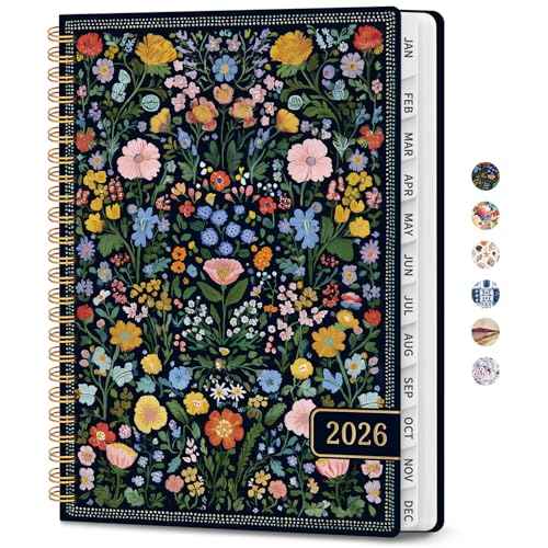 2026 Planner, Weekly and Monthly Planner for Women, Jan 2026 - Dec 2026 Pretty 2026 Calendar Planner with Monthly Tabs, Inner Pocket, Spiral Binding, Perfect for Office Home School - 6.3" x 8.5", Garden of Whimsy