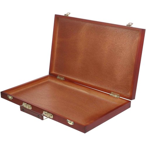 TEHAUX Art Supply Box, Portable Wooden Art Case with Locking Clasps and Handle, Handheld Artist Tool Storage Case, Wood Tool Box for Storing Paints, Stamps, Brushes, 14.5x10.4inch