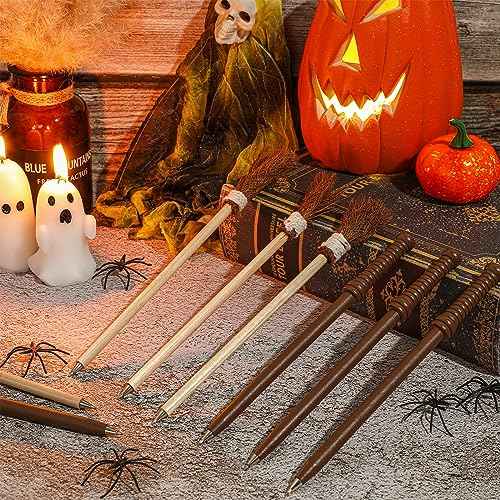 Seajan 30 Pcs Wand Ballpoint Pens and 30 Pcs Witch Broom Ballpoint Pens Wizard Party Favors for Teen Kids Birthday Gifts School Classroom Prizes Goodie Bag Fillers
