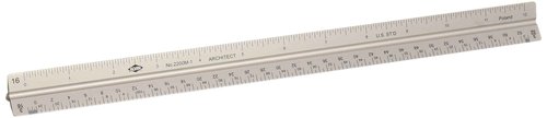 ALVIN Aluminum Architect Triangular Scale Model 2200M-1 Ruler for Drafting and Drawing, Great for Students and Professionals, Architects and Drafters, Anodized Aluminum - 12 Inches