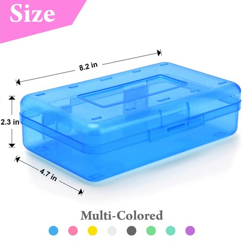 Nuozme Plastic Translucent Pencil Box,Pencil Cases with Snap-Tight Lid for Pens, Pencils, School Supplies,Office Supplies, 1 Pack, Standard Size