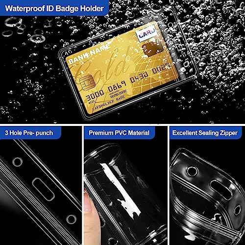 200 Pcs Clear Plastic Vertical Name Badge ID Card Holders