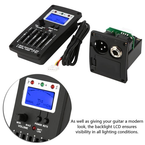 Tbest Guitar Preamp,Guitar Preamp Equalizer Digital Tuner,F 5T 5Band Equalizer Pickup,Digital Tuner Pickup Acoustic Electric Guitar Preamplifier Tuner with LCD Tuner and Volume Control acoustic guitar