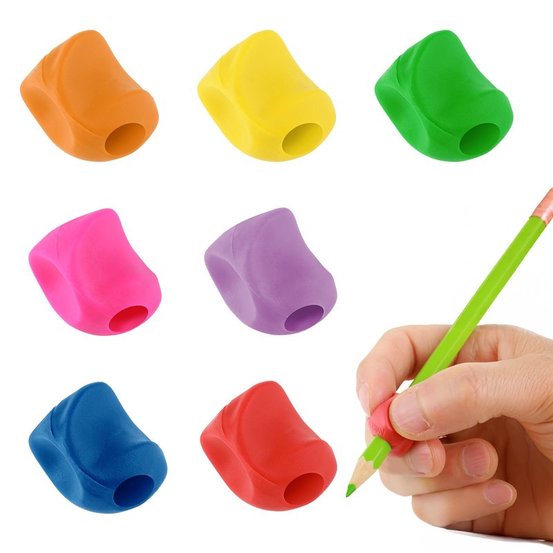 Ymapinc 7PCS Ergonomic Pencil Grippers, Soft Pen Grips for Comfort and Hand Fatigue Relief, Universal Fit for Pencils and Pens