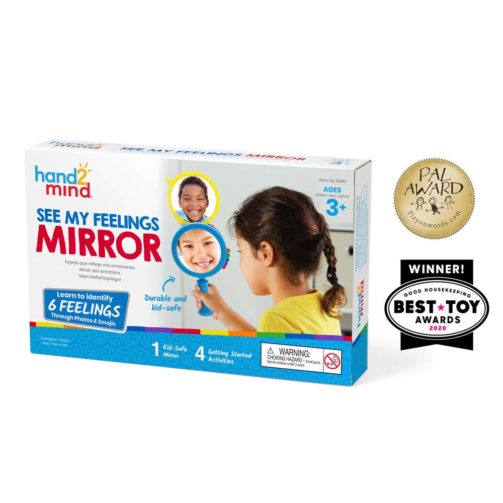 hand2mind See My Feelings Mirror, Play Therapy Toys, Mindfulness for Kids, Emotional Regulation for Kids, Social Emotional Learning Activities, Calm Down Corner Supplies, Calming Corner (Set of 1)