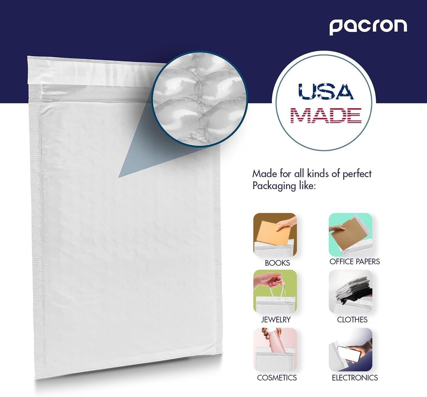100-Pack Poly Bubble Mailers by [Brand Name] | Waterproof, Thick, Durable Envelopes - 9.5 x 14.5 for Jewelry, Cosmetics & More