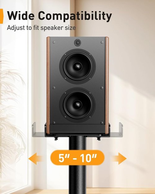 Perlegear Universal Speaker Stands - 33.6 Inch Height with Cable Management | Supports Up to 22lbs