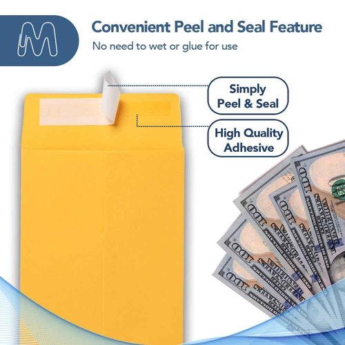 MOS #7 Gold Coin Envelopes 3.5 x 6.5 Inch 550 Pack — Self-Seal Yellow Money Envelopes for Cash, Budgeting, Savings Challenges, Seed Storage, Small Parts