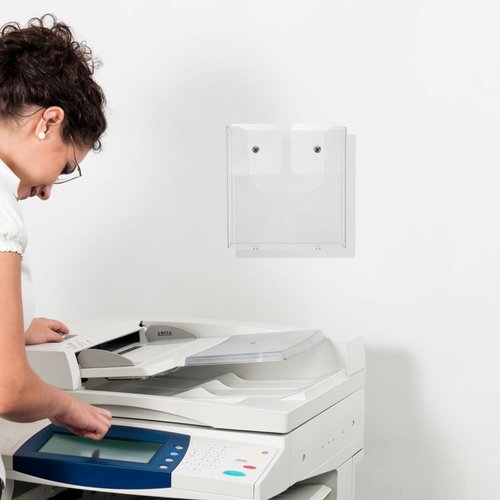 FOMIYES Hanging Wall File Organizer Clear Single Pocket Wall Mount File Holder A5 Magazines Organizer Document Rack Wall Bin for Office Home Acrylic Sign Holder Storage file rack