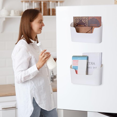 wutfuooo 3 Pack Wall Mount Folder Holder File Organizer No Drilling File Holder Hanging File Mail Organizer Door Office Mail Supplies Storage Magazine Envelope Planner Wall Single Pocket Off