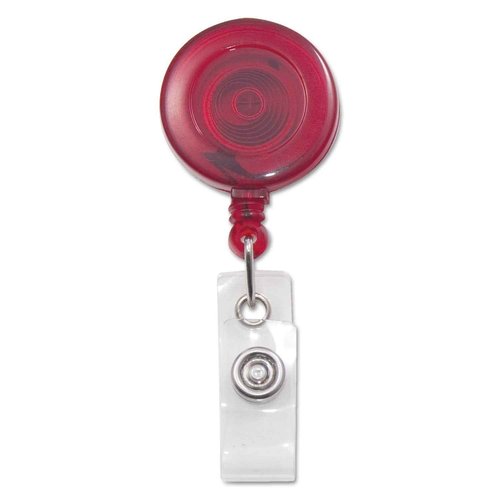 Advantus 75471 Translucent Retractable ID Card Reel, 34-Inch Extension, Red, 12/Pack