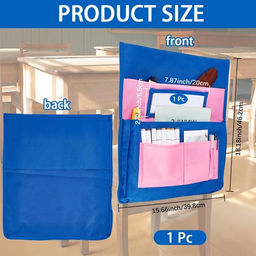 CRASPIRE Classroom Chair Pockets 15.66 x 18.18 inch Pink Chairback Buddy Pocket Chart Desk Buddy Pocket Organizer with Label Slot for School Home Classroom Preschool Daycare