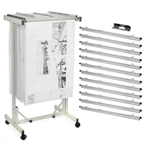 Adir Blueprint Rack and Clamps - 12 Pack of Blueprint Clamp and Mobile Blueprint Rack, Heavy-Duty Large Document Storage Solution for Blueprints, Posters, Maps, & Construction Plans
