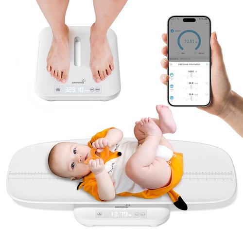 GROWNSY Smart Baby & Pet Scale - Digital Weight Tracker with App | Supports Up to 330 lbs, 27-Inch Height Measurement