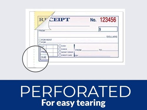 1InTheOffice Money and Rent Receipt, 2-3/4 x 5-3/8 Inches, 2-Parts, Carbonless, White/Canary, 50 Sets per Book (3 Books)