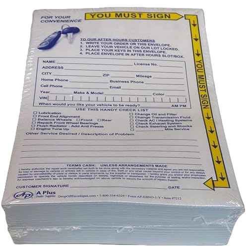 Drop Off Envelope - Key Drop Envelope - With Yellow Highlights EBNO-1-Y (W1) (100 Qty.)