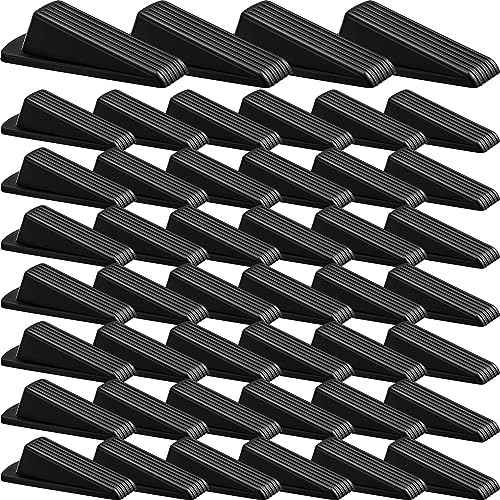 Frienda 48 Pcs Door Stoppers Bulk Rubber Stop Height up to 1.2 Inches Wedge Stopper for Heavy Duty Door Bottom Carpet Tile Concrete Wooden Floor (Black)