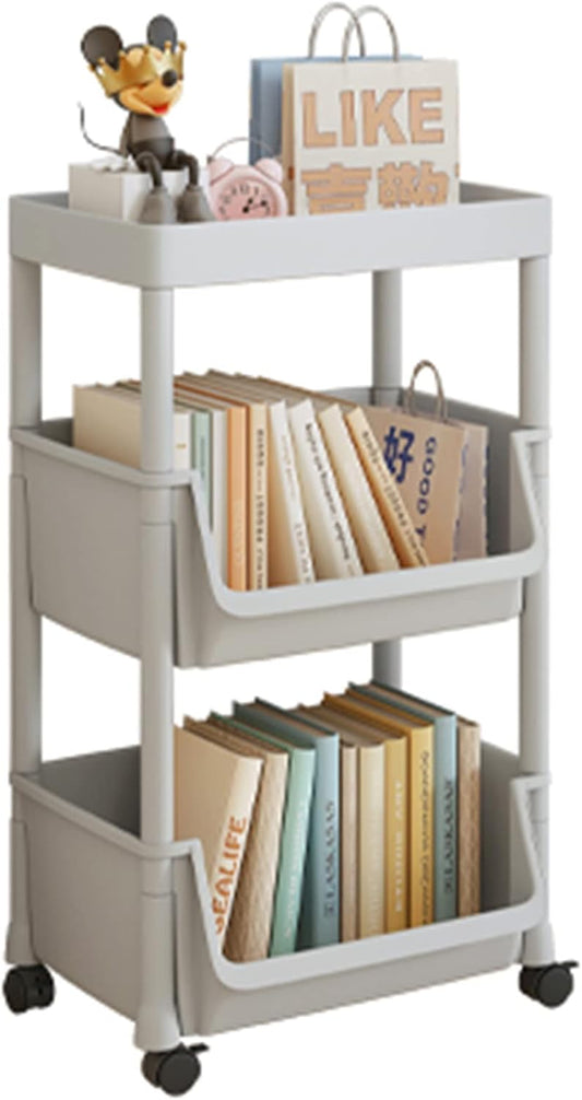 Skiennix Rolling Utility Cart - Multi-Layer Storage Trolley with Hooks | Adjustable Shelves for Narrow Spaces