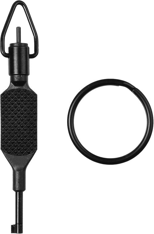 JOTOVO Universal Handcuff Key - 4" Flat Knurled Swivel Design with Detachable Keyring | Black