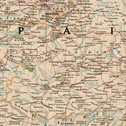 National Geographic Maps: Spain and Portugal Executive Wall Map - Antique Style - 33 x 22 inches - Front Lamination