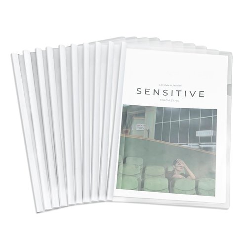 M&G 10 Pack Report Covers with Sliding Bar, 70 Sheet Presentation Folders,10mm Clear Report Folder for A4 and Letter Size Paper,8.7X 12.2inch