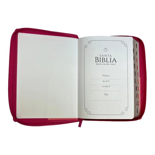 Biblia RVR 1960 Letra Súper Gigante Símil Piel Duotone Rosa Rosa con Índice con Cierre