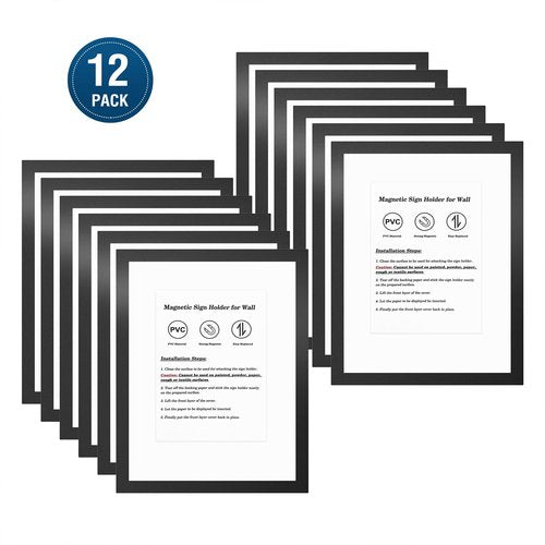 Relx 12 Pcs 8.5 x 11'' Self-Adhesive Magnetic Wall Signs Holder Magnetic Picture Frame Document Holder Wall & Window Adhesive Frames for Office Home Store Restaurant