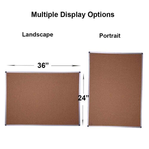 DexBoard 2-Pack 36 x 24 Inch Cork Board Bulletin Notice Board Message Memo Pin Board for Home Office School, Silver Aluminum Frame