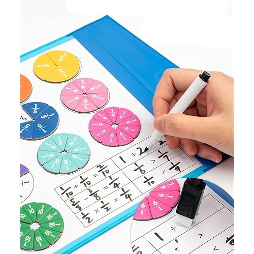 Magnetic Fraction Educational Puzzle, 110 Pcs Magnetic Fraction Puzzle for Elementary School, Fraction Circles Set, Fractions Manipulatives Learning Games, Toys for Kids Students Homeschool Supplies