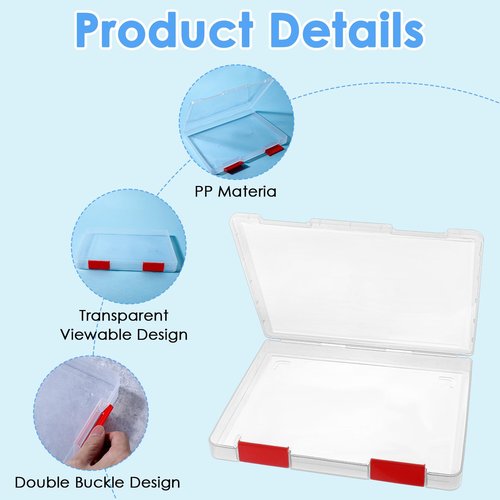 cobee 6 Pack Plastic A4 File Box, Clear Scrapbook Paper Storage Magazine Protectors for Collectors A4 File Box US Letter Organizers Holder Office Document Holder Plastic Board Game Storage