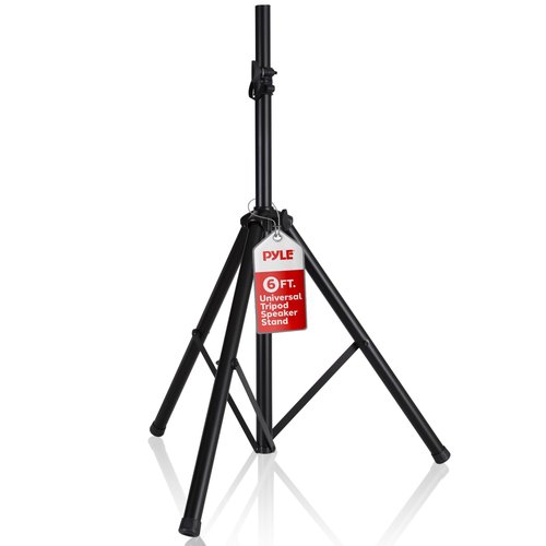 PYLE-PRO Universal Speaker Stand Mount Holder - 6’ft Heavy Duty Tripod w/Telescoping Height Adjustment 40” to 71” 35mm Compatible Insert Knob Style Lock Perfect for On-Stage or in-Studio Use AZPSTND2