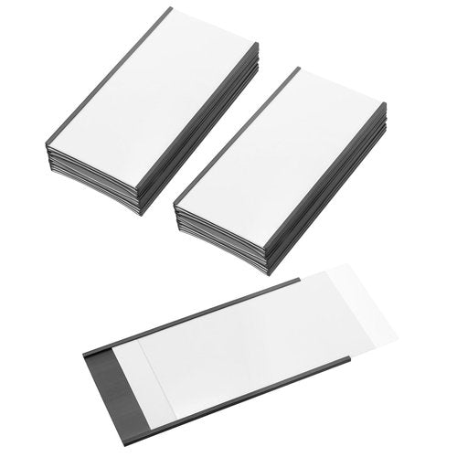PATIKIL Magnetic Label Holder 6" x 3" with Paper Inserts, 25 Pcs C Channel Magnetic File Cabinet Labels Shelf Data Card Holder Signs for Metal Racks Shelves Whiteboard Tool Box