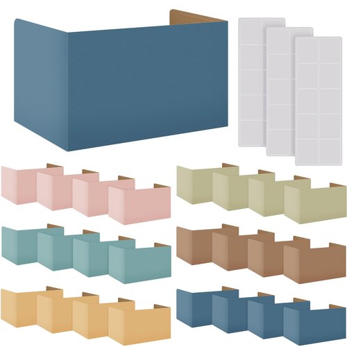 Jetec 24 Pcs Privacy Folders for Students Privacy Boards with Labels 6 Colors Classroom Desk Test Divider 19.2 x 12 Inch Trifold Desk Privacy Panel Desk Partition for School Study(Warm Colors)