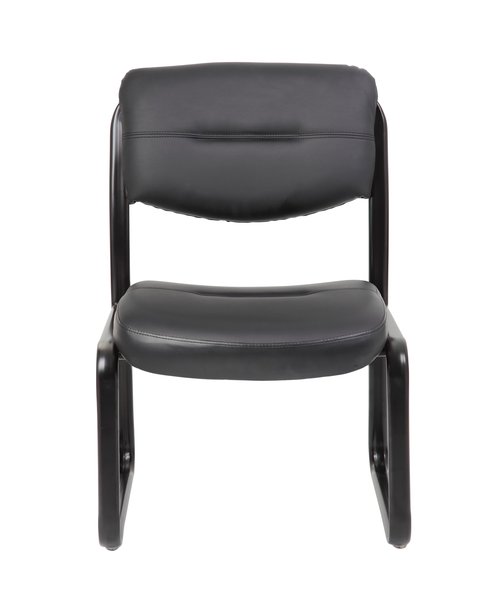 Boss Office Products Leather Sled Base Side Chair in Black