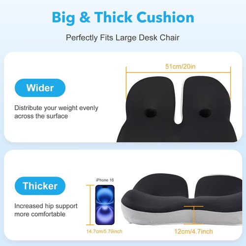 OVRST Seat Cushion,Office Chair Memory Cushion, Ergonomic Design, Relieve Sciatica and Long-Term Sitting Pain, Suitable for desks, Car Seats, Games, Wheelchairs