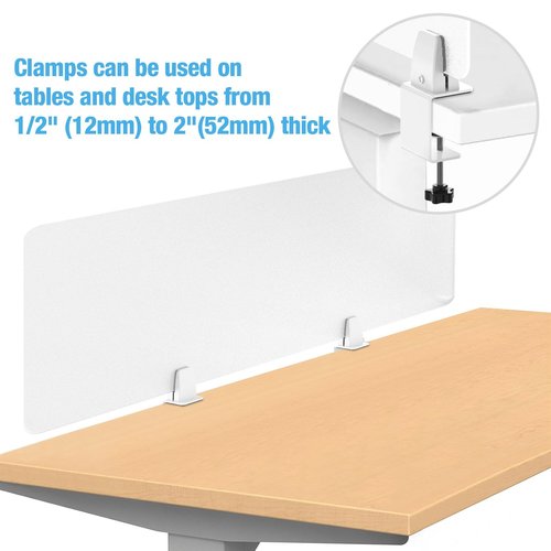 Desk Divider 4 Pcs Desk Privacy Panel 47.2''L x 15.8W'' Office Partitions Frosted Acrylic Panel Pack of 4 Desk Divider Partition with Adjustable Universal Base