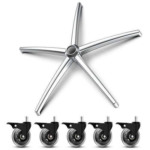 Lipshome 3300lb Heavy-Duty Chair Base Kit - 5 Brake Casters, Reinforced Alloy Legs & Universal Gas Cylinder, Office Chair Replacement Parts for Rolling Chairs with Wheels