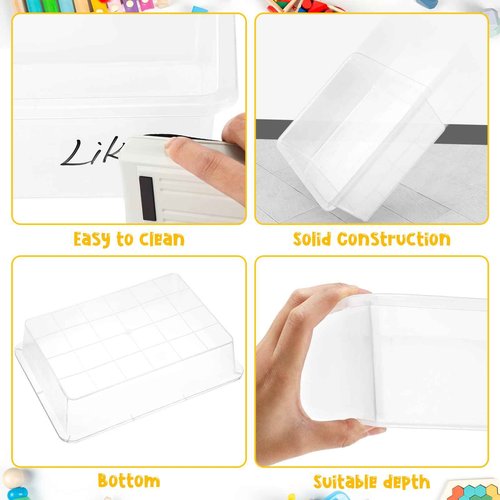 Hoteam 10 Pcs Flat Storage Organizer Tray Bin Letter Size Paper Tray for Classroom Plastic Stackable File Organizer for School Office Teacher Book Organization（ Clear, 13.78 x 9.84 x 3.15 Inch）
